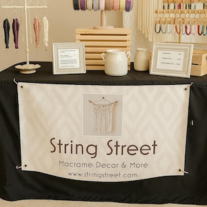 Custom Table Runner 30&quot;x72&quot; with Business Logo Text Personalized Tablecloth Runners Customize Logo for Tradeshow Vendor