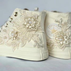 Bridal Converse, Wedding Converse, Hightop Converse, Custom Converse, Lace Converse, Wedding Shoes, Bride Converse, Personalized Converse LL