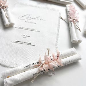 Fabric Invitation Frayed Edge Style, Handcrafted Linen Wedding Invite with Boho Charm, Perfect Custom Wedding Gift