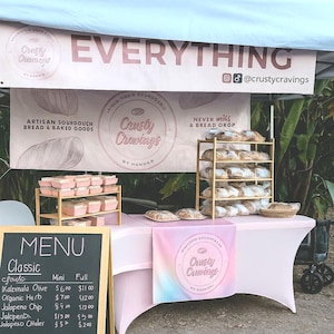 Starter Pack Farmer Market: Tent Banner and Table Runner Bundle, Three Personalized Banners, Food trucks, tent banners, table banners