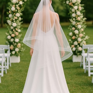 Simple veil with blusher | 2 Tiers Soft Simple Wedding Veil | Round wedding veil | Soft two-tier bridal veil