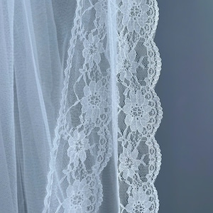 Lace Edge Bridal Veil, Blusher Wedding Veil, Rose Lace Veil, Soft Tulle Veil, Scalloped Edge Veil, Ivory Veil, Drop Veil, Blusher Lace Veil