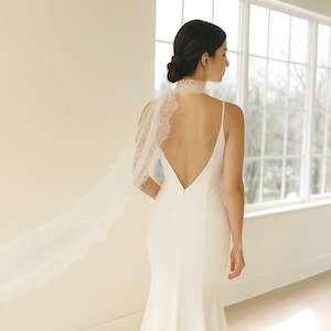 Delicate Lace Bridal Scarf, Soft Scalloped Edge