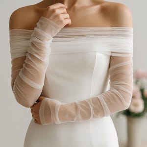 Bridal Sleeves, Detachable Wedding Dress Straps, Ivory Sleeves, Removable sleeves, Off-shoulder Sleeves, Cap Sleeve, Tulle Sleeves Zen