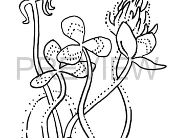 Página para colorear de flores dibujadas a mano - Violette Astucieuse