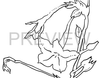 Página para colorear de flores dibujadas a mano: Oasis Flower (digital)