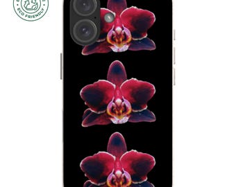Funda ecológica para teléfono con diseño de orquídea: biodegradable y compatible con MagSafe.