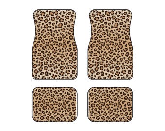 Leopard Print Car Mats: Stylish Auto Accessories, Set of 4