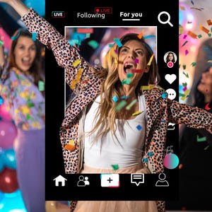 Tik tok selfie frame, Tiktok photo booth frame, social media birthday frame, premium frame, Tik tok photo prop, Tik tok theme party