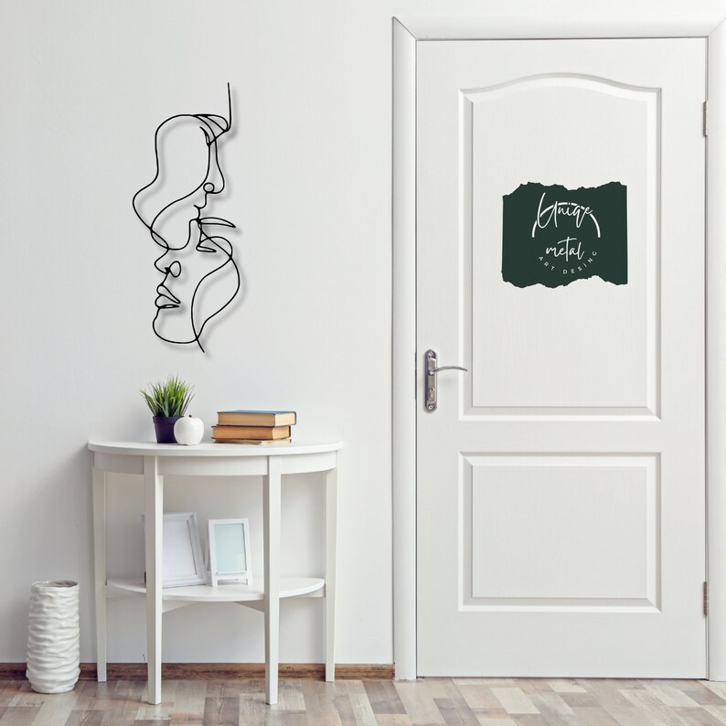 One Line Metal Decor, Love Line, Metal Wall Art,Metal Wall Hanging , Couple Wall Art, Woman Line Art, Kiss Sign,Two Face Minimalist Wall Art