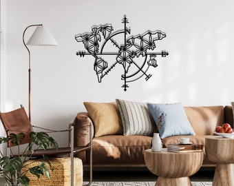 Metal World Map Continents Metal Wall Art Home Office Decoration Metal Wall Design Wall Hanging Entryway Interior Decor World Map Wall Art