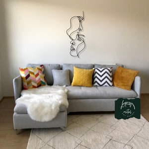 One Line Metal Decor, Love Line, Metal Wall Art,Metal Wall Hanging , Couple Wall Art, Woman Line Art, Kiss Sign,Two Face Minimalist Wall Art