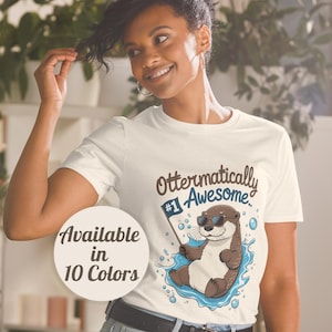 Camiseta de nutria • Divertida camiseta de animales de dibujos animados para niños y adultos • Idea de regalo para amantes de los animales, cumpleaños y familia • Camiseta divertida unisex