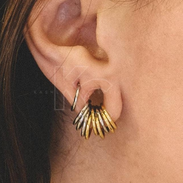 Stacked Hoop Earrings for Stretched Lobe, Stainless Steel 16G Hoop Set