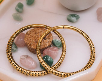 Patterned Hoop Ear Weights, Stainless Steel for Stretched Ears