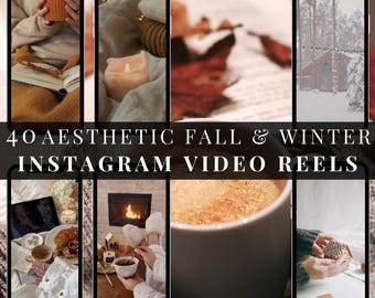 40 Fall Winter Aesthetic Instagram Reels, Cozy Video Content (PLR & MRR)