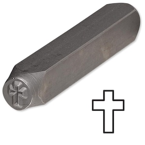 Cross Steel Design Stamp Punch Tool to Embellish Metal, Plastic, Jewelry Blanks, Clay