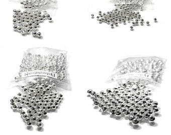 100 Silver Plated Steel Metal Round Spacer Ball Beads Choose Sizes Small - Big