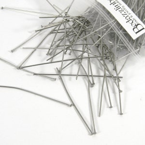 100 Surgical 304 Grade Silver Stainless Steel 21 Gauge 0.71mm 2 Inch Long Headpin Findings
