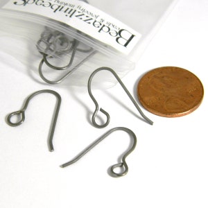 20 Silver Nickel Free Hypo-Allergenic Raw Titanium Metal 20 Gauge French Fishhook Earring Findings with Big Loop