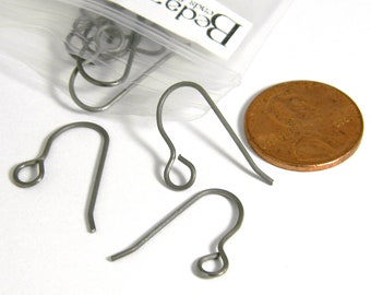 20 Silver Nickel Free Hypo-Allergenic Raw Titanium Metal 20 Gauge French Fishhook Earring Findings with Big Loop