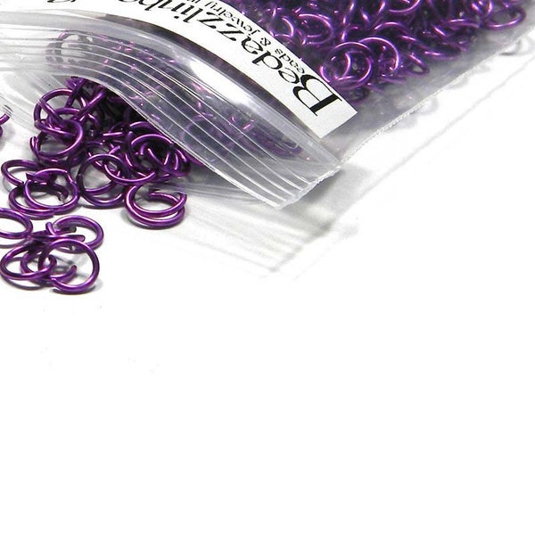 100 Purple Aluminum 6mm 20 Gauge Bright Colored Open Round Jumprings Jump Ring Findings