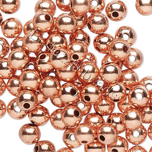 100 Little Smooth 3mm Round Shiny Genuine Pure Solid Copper Spacer Ball Beads