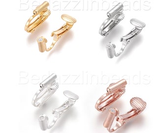 2 Clip On Earring Converters to Change Pierced Earrings to Fake Clip on Earrings Plated Over Brass Base Metal