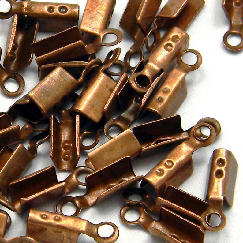 100 Antique Copper Fold Style Tube Crimp Bead Tips For Jewelry Etsy
