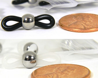 10 Stainless Steel Beaded Eyeglass Holder Necklace End Findings for Eye or Sun Glasses With Rubber Loops