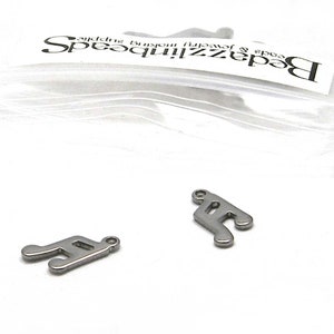 Set of 2 Surgical 316 Grade 10mm Silver Stainless Steel Music Note Charms With Loop