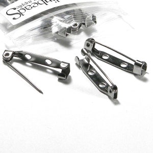 5 Surgical Grade 304 Stainless Steel Locking Bar Brooch Pin Craft Findings with Holes 1 inch (25mm)