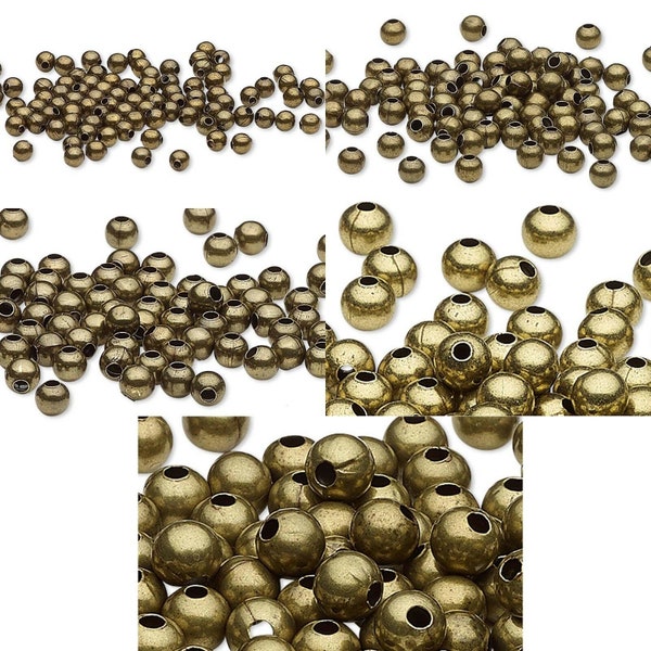 Antique Bronze Plated Steel Metal Round Spacer Ball Beads Choose Sizes Small - Big