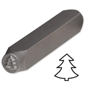 Punzone per timbri di design in acciaio con albero di pino di Natale per abbellire metallo, plastica, pezzi grezzi di gioielli, argilla+ ET14