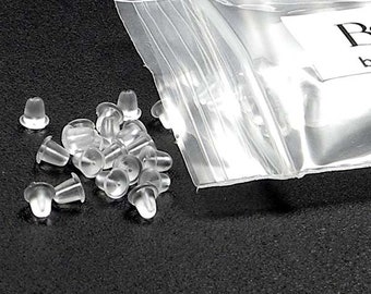 100 Clear Hypoallergenic Soft Plastic Earring Backings for Post & Stud Earrings