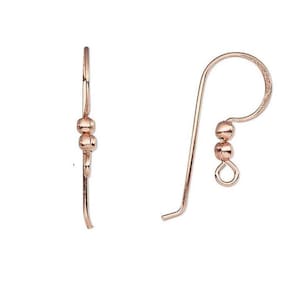 4 Pure 100% Genuine Copper Big 7/8 inch (22mm) Fancy French Hook Fishhook Flat Wire Double Ball Hook Earring Findings With Loop