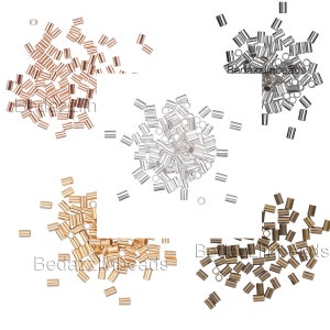 10 Crimp Tube Beads 3mm x 2mm Findings for Terminating the end of Jewelry Beading Cord & Wire Plated Over Brass Base Metal