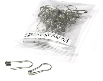 50 Platinum Silver Plated Gourd Shaped Bulb Safety Pin Bail Jewelry Findings