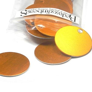 10 Orange Anodized Aluminum 1 inch Flat Round Stamping Blank Coin Charms 20 Gauge