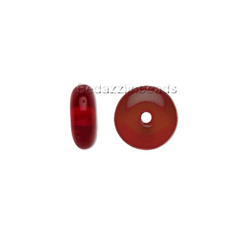 30 Flat 4mm Round Czech Glass Rondelle Spacer Disc Beads Assorted Colors Available Ruby Red