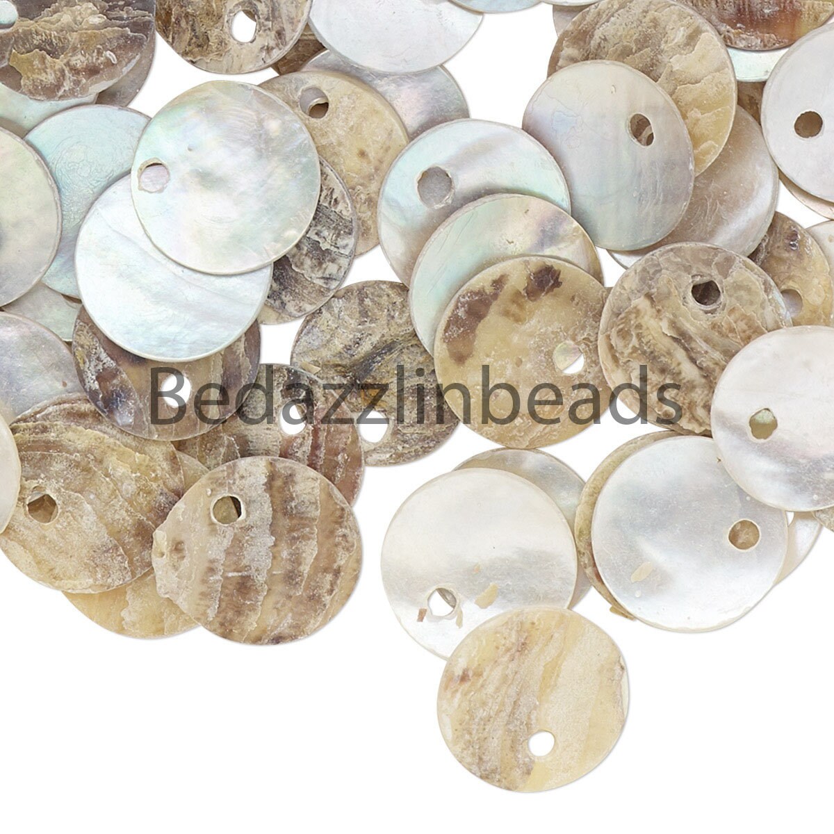Seashell Rondells 15 Dyed 10mm Round Mussel Sea Shell Charms With Rough and Smooth ...