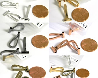 5 Small Horizontal Plated Brass Metal Brooch Converter Findings for Changing Brooches and Pins to Jewelry Pendants & Charms with Stoppers