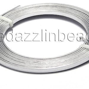 16 Feet 3mm Wide x 1mm Thick Flat 18 Gauge Silver Aluminum Wrapping Jewelry Craft Wire