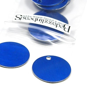 10 Blue Anodized Aluminum 1 inch Flat Round Stamping Blank Coin Charms 20 Gauge