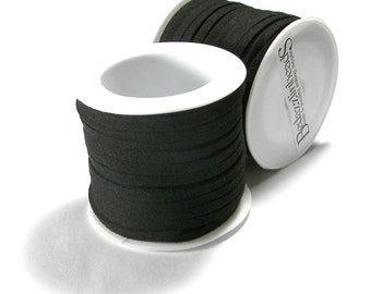 15 Foot Spool Black Faux Flat Suede Lace Cord 3mm Wide 20 Pound Test Imitation Leather