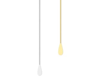 May include: Two cotton swabs with long, thin handles and teardrop-shaped tips. The swab on the left has a white tip, and the swab on the right has a yellow tip.