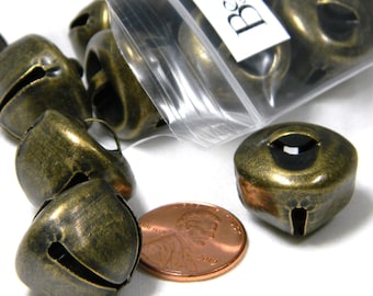 20 Big 3/4 inch (19mm) Antique Bronze Brown Christmas Jingle Bells with an Iron Base Metal for Jewelry Charms & Pendants, Crafts, Collars ++