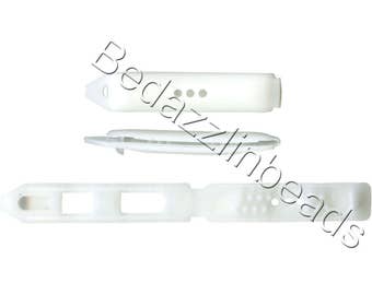 4 White Plastic Barrette Findings with 3 Holes for DIY Hair Clip Embellishments