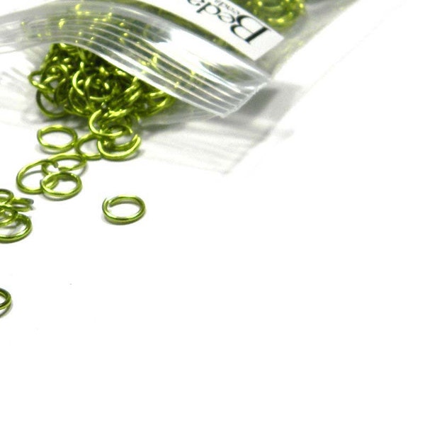 100 Lime Green Aluminum 6mm 20 Gauge Bright Colored Open Round Jumprings Jump Ring Findings