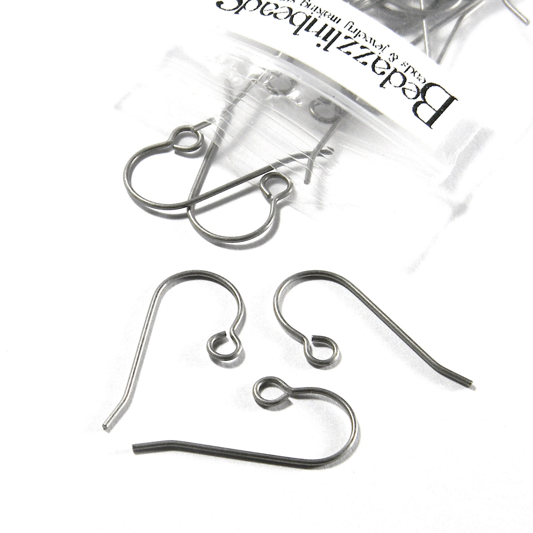 50 Silver Hypoallergenic Nickel Free Titanium French Hook Earring Findings  with Open Loop Ring